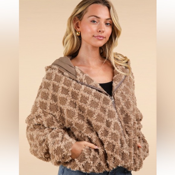 Jackets & Blazers - #316 oversized fuzzy hoodie jacket Mocha